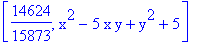 [14624/15873, x^2-5*x*y+y^2+5]